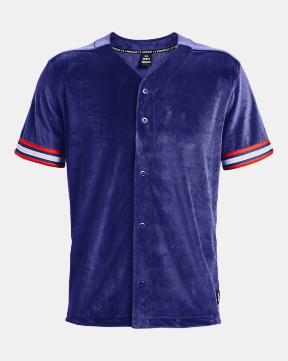 Camiseta de béisbol de manga corta UA Velour Rose para hombre, Blue, pdpMainDesktop image number 5